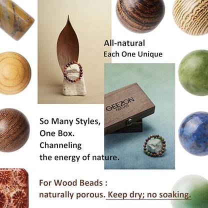 DIY Bracelet Making Kit Natural Wooden Stone Beads Gift Craft (296 Count)