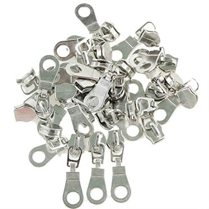 5 Silver Metallic Nylon Coil Zippers by The Yard Bulk 10 Yards Black Tape with 25pcs Silver Sliders for DIY Sewing Tailor Craft Bag
