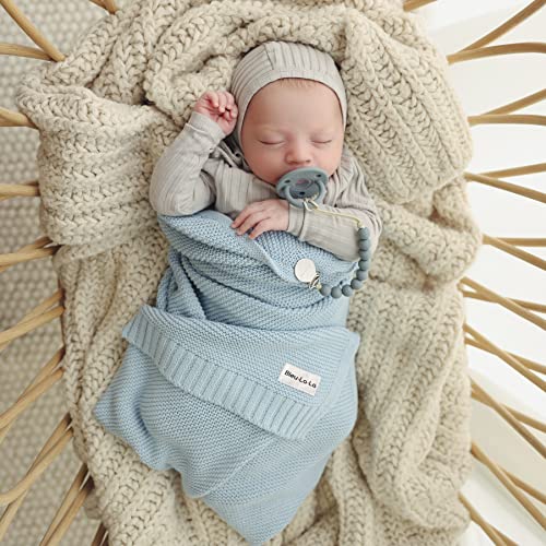 100% Organic Cotton Heritage Knit Textured Baby Quilt Blanket for Boys