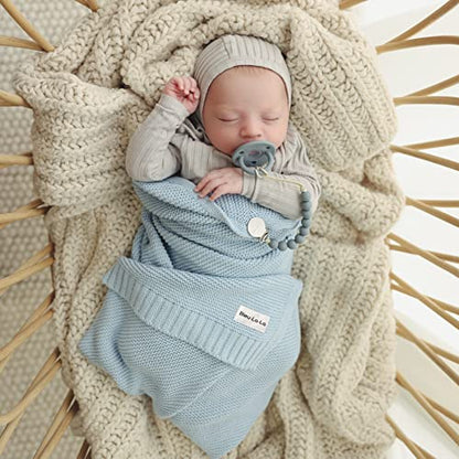 100% Organic Cotton Heritage Knit Textured Baby Quilt Blanket for Boys