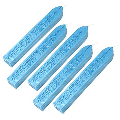 5Pcs Blue Sealing Wax Sticks with Wicks for Wax Seal Stamp (5 Count)