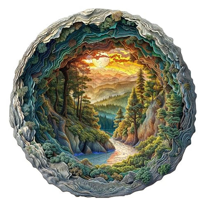 Wooden Puzzles for Adults Cave Forest Jigsaw 11.4 * 11.3in (200 Count)