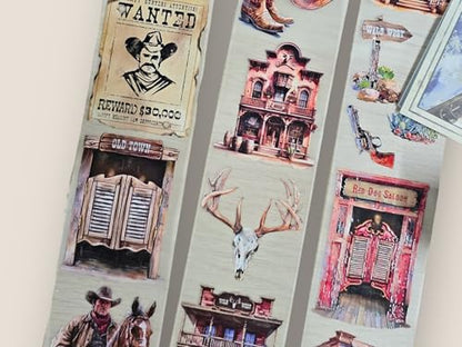 Wild West Transparent Vintage Washi Tape 5x5 cm x 100 cm