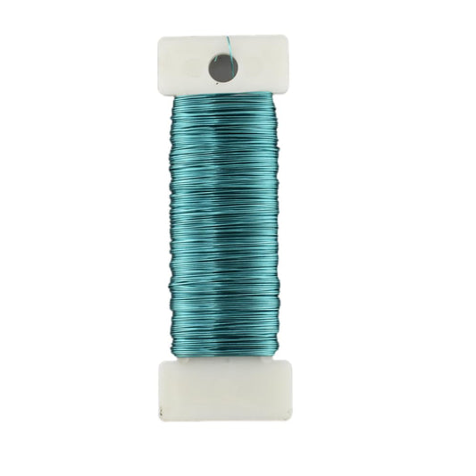 HAHIYO 26Gauge Blue Metal Floral Wire - 1 Roll, 38 Yards (115 Feet) - Flexible Paddle Wire for Craft, Christmas Wreath, Flower Arrangement, Bouquet Wrapping, Wedding, DIY