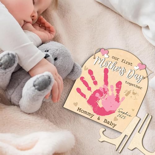 DIY Custom Our First Mother's Day Together Mommy & Baby Handprint Signs