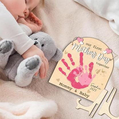 DIY Custom Our First Mother's Day Together Mommy & Baby Handprint Signs