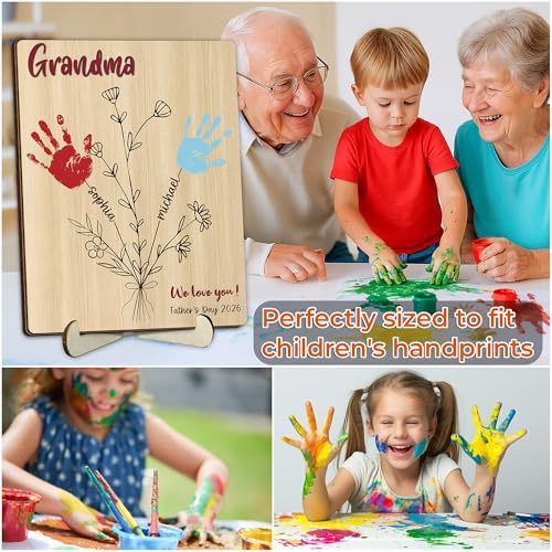 Personalized Handprint Wooden Sign for Mom Dad Grandma