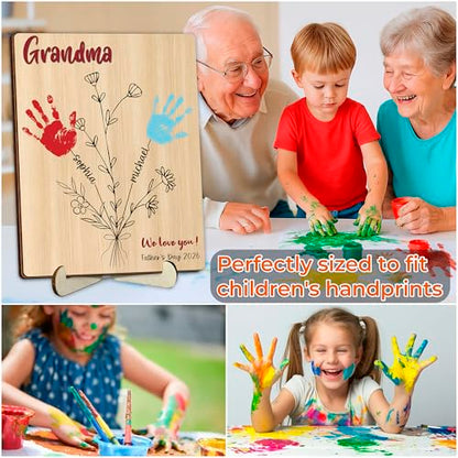 Personalized Handprint Wooden Sign for Mom Dad Grandma