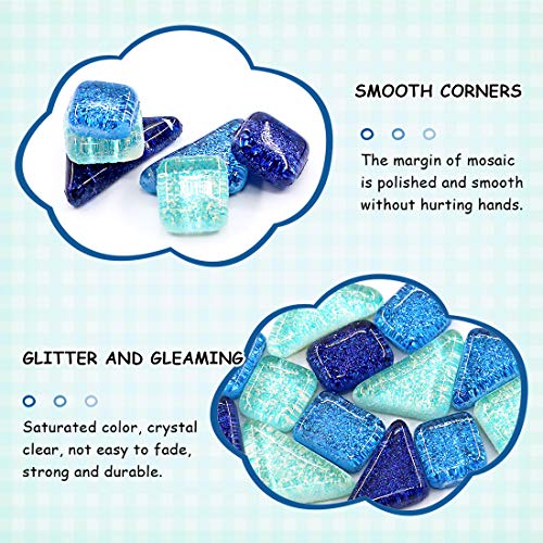 1Ib Glass Mosaic Tiles Pieces Stained Glass for Crafts (15.87 Ounce)