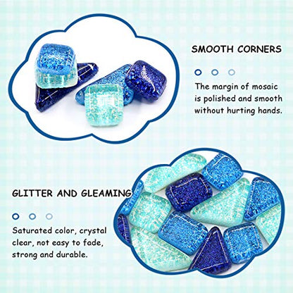 1Ib Glass Mosaic Tiles Pieces Stained Glass for Crafts (15.87 Ounce)