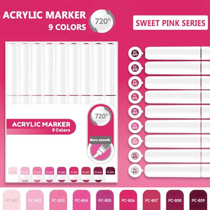 Water Based Acrylic Paint Markers Pink (9 Count)