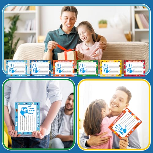 48 Sets Father's Day Handprint Crafts DIY Christian Hand Keepsake Craft Gifts with Flower Stickers for Religious Dad Man Home Party Activities (48 Count)