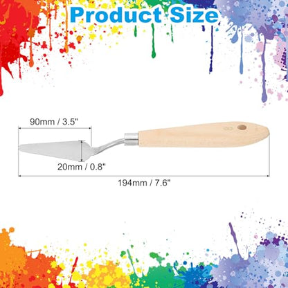 Art Spatula No.8 20mm Stainless Steel Flexible Palette Knife Painting Knife Painting Spatula Oil Painting Mixing Scraper with Wood Handle for Canvas Acrylic Painting