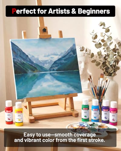 60ml 24 Colors Acrylic Paint Set with 12 Brushes (48 Fl Oz)