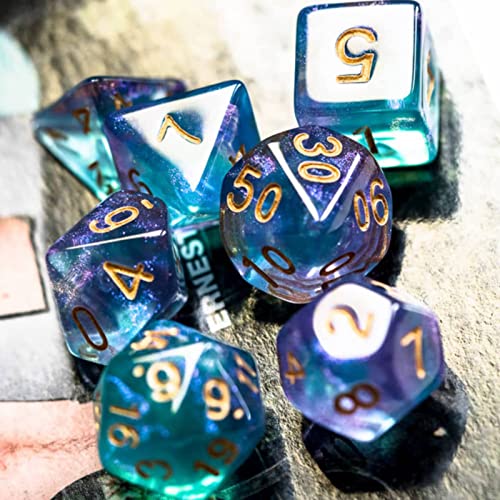7 Die DND Dice Set Polyhedral Dice Set with a Leather Dice Bag (7 Count)