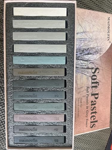 12 Pack Gray Tone Soft Chalk Pastel Sticks Artist Chalk