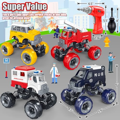 Take Apart Toys for 6 Year Old Boy Gifts Kids Boy Toys Age 4 (4 Count)