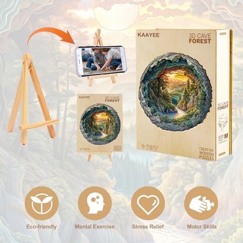 Wooden Puzzles for Adults Cave Forest Jigsaw Puzzle 8.5*8.4in (100 Count)