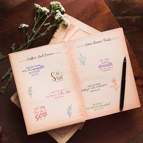 4 Sheet Bible Verse Words Clear Stamps Christian God Jesus Silicone Transparent Stamps Border Stamp Cards for DIY Craft Card Making Scrapbooking Embossing Album Decor (4 Count)