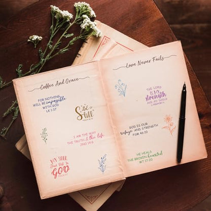 4 Sheet Bible Verse Words Clear Stamps Christian God Jesus Silicone Transparent Stamps Border Stamp Cards for DIY Craft Card Making Scrapbooking Embossing Album Decor (4 Count)
