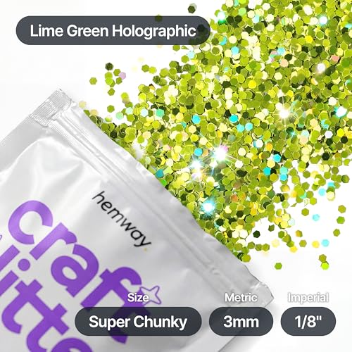 Craft Glitter Lime Green Holographic 100g Super Chunky Glitter (3.5 Ounce)