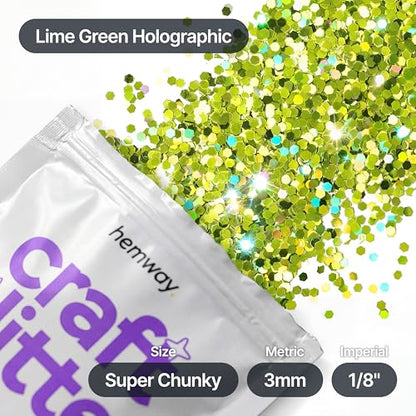 Craft Glitter Lime Green Holographic 100g Super Chunky Glitter (3.5 Ounce)
