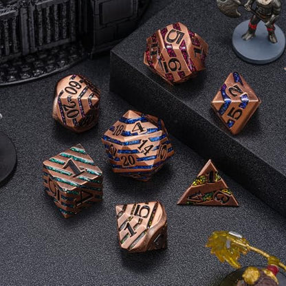 DND Dice Set Dungeons and Dragons Dice d20 Metallic Stripes Dice w