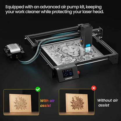 Laser Engraver Ray5 20000mW Engraver Machine with Air Assist Kit DIY CNC Laser Cutter Tool for Metal Glass Wood Working Area 15.7 "x15.7" with 4