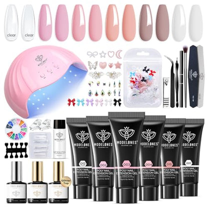 Poly Nail Gel Kit 6 Colors with 48W UV