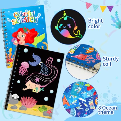 24 Pack Rainbow Scratch Notebook Art Party Favors for Kids