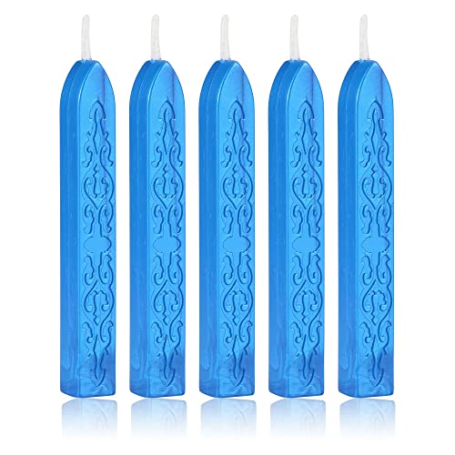 5Pcs Royal Blue Sealing Wax Sticks with Wicks for Wax Seal Stamp (5 Count)