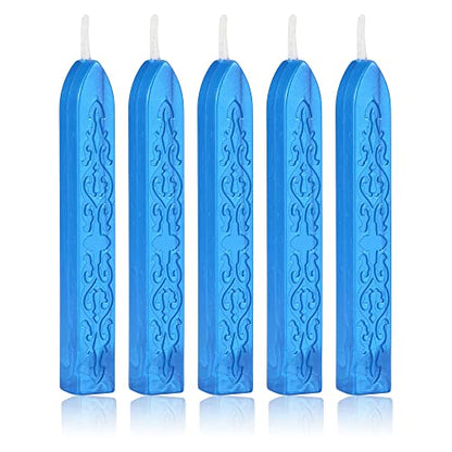 5Pcs Royal Blue Sealing Wax Sticks with Wicks for Wax Seal Stamp (5 Count)