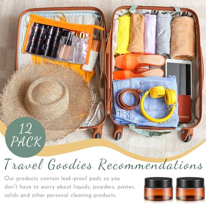 12 Pack Plastic Container Jars with Lids Round Clear Travel Cosmetic Container Jars for Toiletries