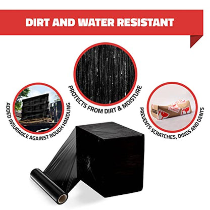 40 Pack Stretch Wrap 18 Inch 80 Gauge Shrink Wrap Black (1100 Sq Ft)