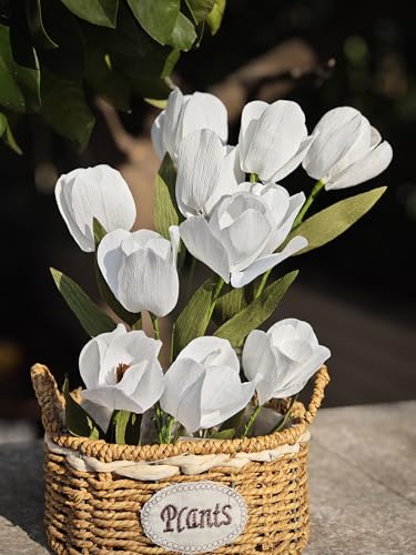 White Tulip Bouquet DIY Crepe Paper Flower for Home Decor