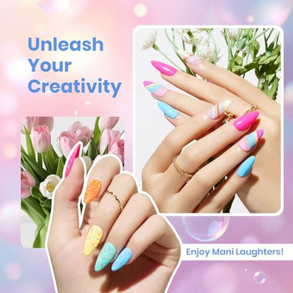 Set 39Pcs Neon Gel Nail Polish Pink Red Blue Purple Shade with Base Top Coat (6.75 Fl Oz)