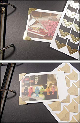 10 Sheet (240-pack) Photo Corners Self Adhesive Photo Foto Corner Stickers for Scrapbooking Personal Journal (Style2-10sheet Gold) (240 Count)
