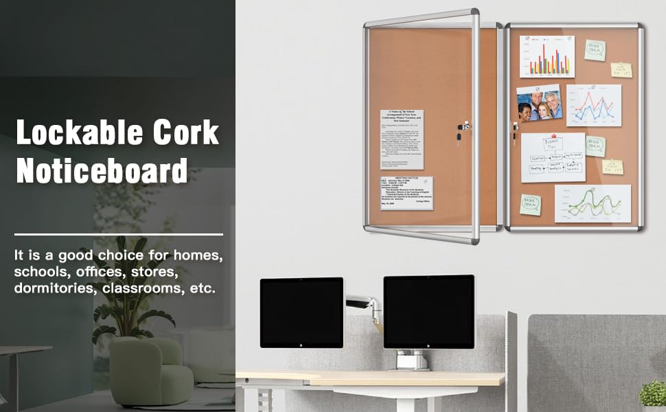 2 Pack 36"x24" Enclosed Bulletin Board