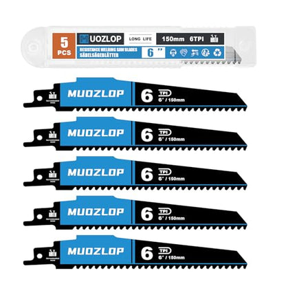 5Pack 6inch 6TPI High Reciprocating Saw Blades