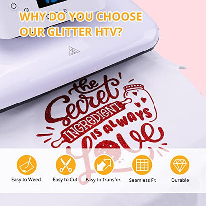 Red Glitter Heat Transfer Vinyl