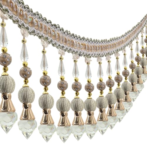 3yards Beading Fringe Trimming Long Beads Tassel Curtain Trim Ribbon Trim for Cover Edge Decorative