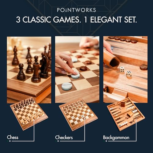 17 Inch Chess Checkers Backgammon Set for adults