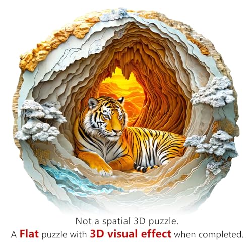 3D Cute Tiger Puzzles Adults Gifts for Women Men Wooden 200 Pieces 11.4 * 11.4in