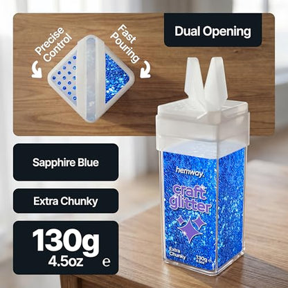 Craft Glitter Shaker Sapphire Blue 130g Extra Chunky (4.5 Ounce)