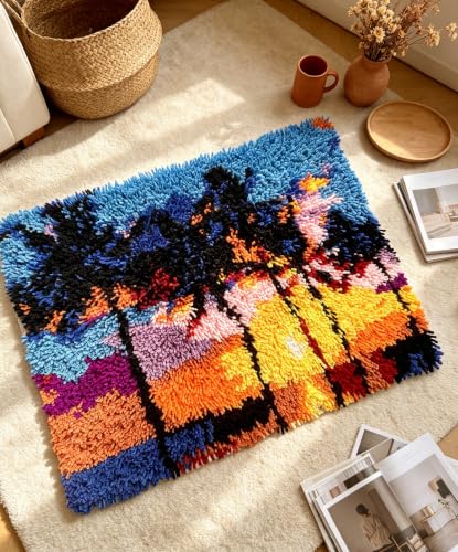 Tropical Sunset Latch Hook Rug Kit for Adults