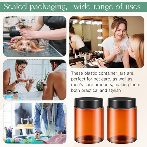 12 Pack 10 oz Plastic Container Jars with Lids Round Clear Travel Cosmetic Container Slime Jars for Toiletries (12 Count)