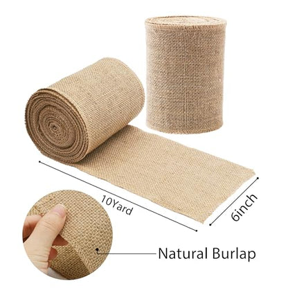 6 Inch Natural Burlap Ribbon 10 Yards (2 Count)