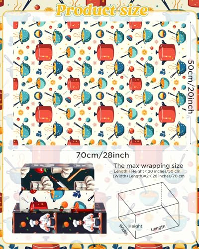 12 Sheets Chef Cooking Wrapping Paper (12 Count)