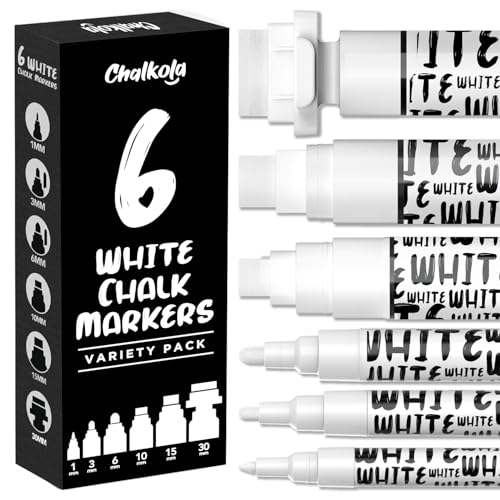 6 White Chalk Markers for Chalkboard Signs