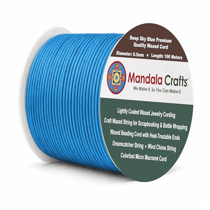 0.5mm Deep Sky Blue Waxed Cord